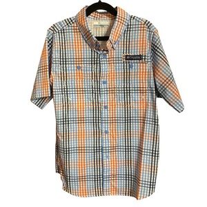 Columbia Kids Vibrant Plaid PFG Button-Down Shirt Size 10/12